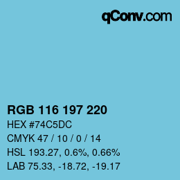 カラーコード: RGB 116 197 220 | qconv.com