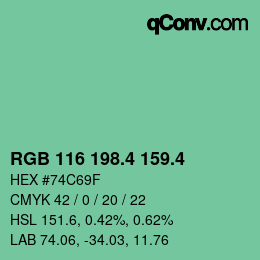 カラーコード: RGB 116 198.4 159.4 | qconv.com