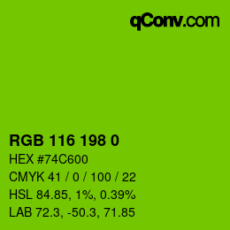 Color code: RGB 116 198 0 | qconv.com