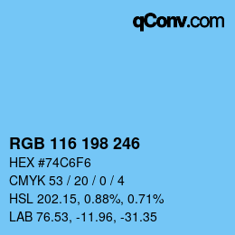 Color code: RGB 116 198 246 | qconv.com