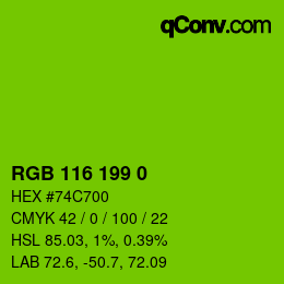 Color code: RGB 116 199 0 | qconv.com