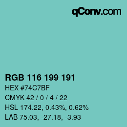 Color code: RGB 116 199 191 | qconv.com