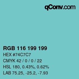 Color code: RGB 116 199 199 | qconv.com