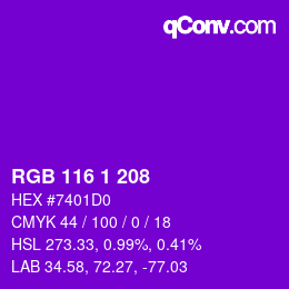 颜色代码: RGB 116 1 208 | qconv.com