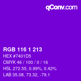Color code: RGB 116 1 213 | qconv.com