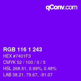 Color code: RGB 116 1 243 | qconv.com