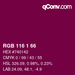 カラーコード: RGB 116 1 66 | qconv.com