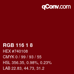 Farbcode: RGB 116 1 8 | qconv.com
