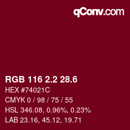 カラーコード: RGB 116 2.2 28.6 | qconv.com
