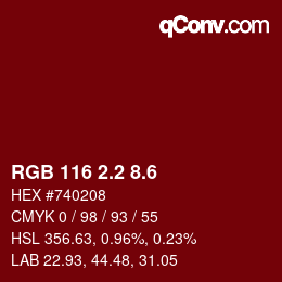 カラーコード: RGB 116 2.2 8.6 | qconv.com