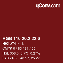カラーコード: RGB 116 20.2 22.6 | qconv.com
