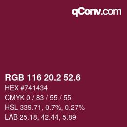 カラーコード: RGB 116 20.2 52.6 | qconv.com
