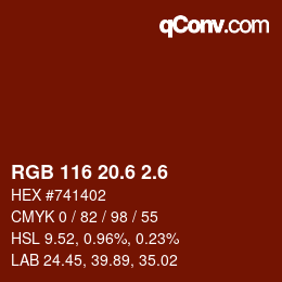 カラーコード: RGB 116 20.6 2.6 | qconv.com