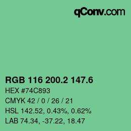 カラーコード: RGB 116 200.2 147.6 | qconv.com