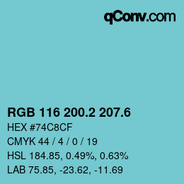 カラーコード: RGB 116 200.2 207.6 | qconv.com