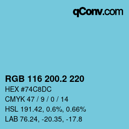 カラーコード: RGB 116 200.2 220 | qconv.com