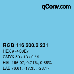 カラーコード: RGB 116 200.2 231 | qconv.com
