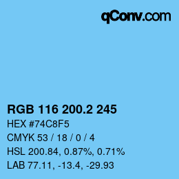 カラーコード: RGB 116 200.2 245 | qconv.com