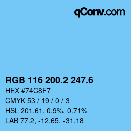 カラーコード: RGB 116 200.2 247.6 | qconv.com