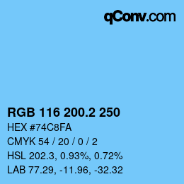 カラーコード: RGB 116 200.2 250 | qconv.com