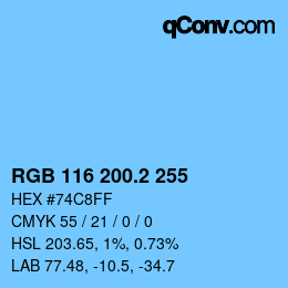 カラーコード: RGB 116 200.2 255 | qconv.com