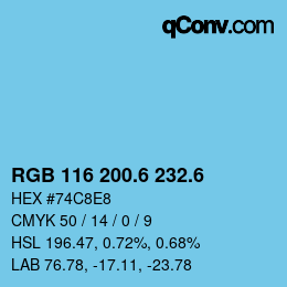 カラーコード: RGB 116 200.6 232.6 | qconv.com