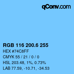 カラーコード: RGB 116 200.6 255 | qconv.com