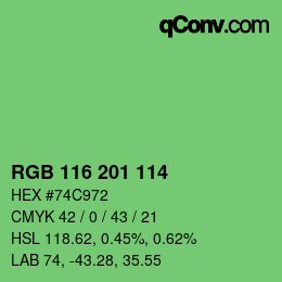 Color code: RGB 116 201 114 | qconv.com