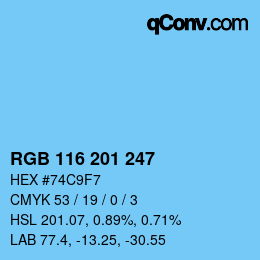 Color code: RGB 116 201 247 | qconv.com