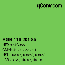 Color code: RGB 116 201 85 | qconv.com