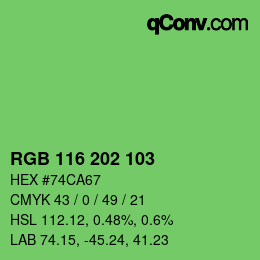 Color code: RGB 116 202 103 | qconv.com