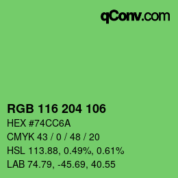 Color code: RGB 116 204 106 | qconv.com