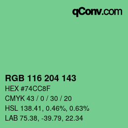 Color code: RGB 116 204 143 | qconv.com
