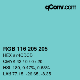 Color code: RGB 116 205 205 | qconv.com
