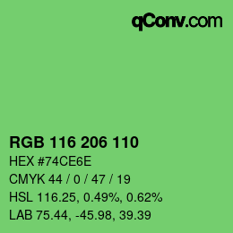 Color code: RGB 116 206 110 | qconv.com