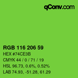 Color code: RGB 116 206 59 | qconv.com