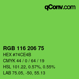 Color code: RGB 116 206 75 | qconv.com