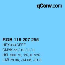 Color code: RGB 116 207 255 | qconv.com