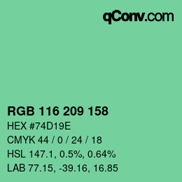 カラーコード: RGB 116 209 158 | qconv.com