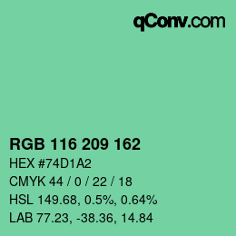 Color code: RGB 116 209 162 | qconv.com