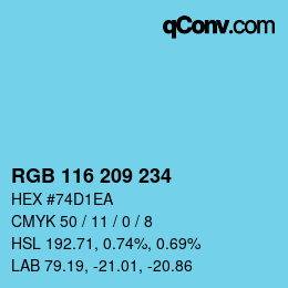 颜色代码: RGB 116 209 234 | qconv.com