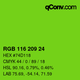 カラーコード: RGB 116 209 24 | qconv.com