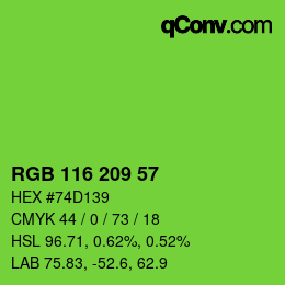 カラーコード: RGB 116 209 57 | qconv.com