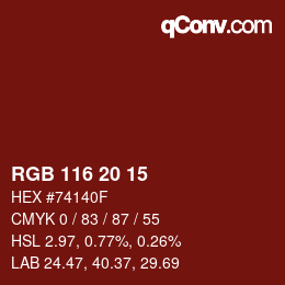 Color code: RGB 116 20 15 | qconv.com