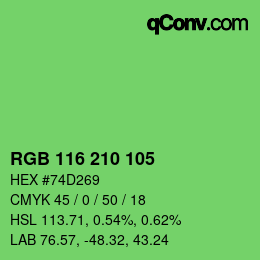カラーコード: RGB 116 210 105 | qconv.com