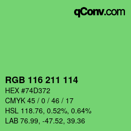Color code: RGB 116 211 114 | qconv.com