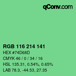 Color code: RGB 116 214 141 | qconv.com