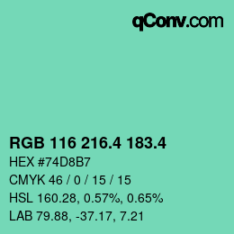 カラーコード: RGB 116 216.4 183.4 | qconv.com