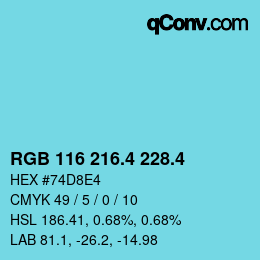 カラーコード: RGB 116 216.4 228.4 | qconv.com