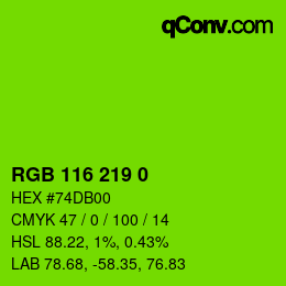 Color code: RGB 116 219 0 | qconv.com